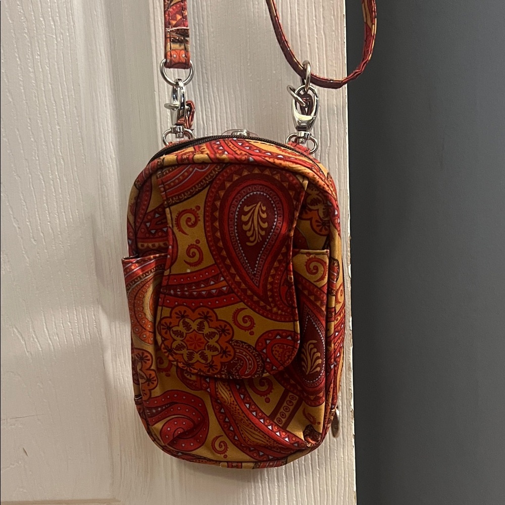 Paisley Crossbody Bag in Red and Orange